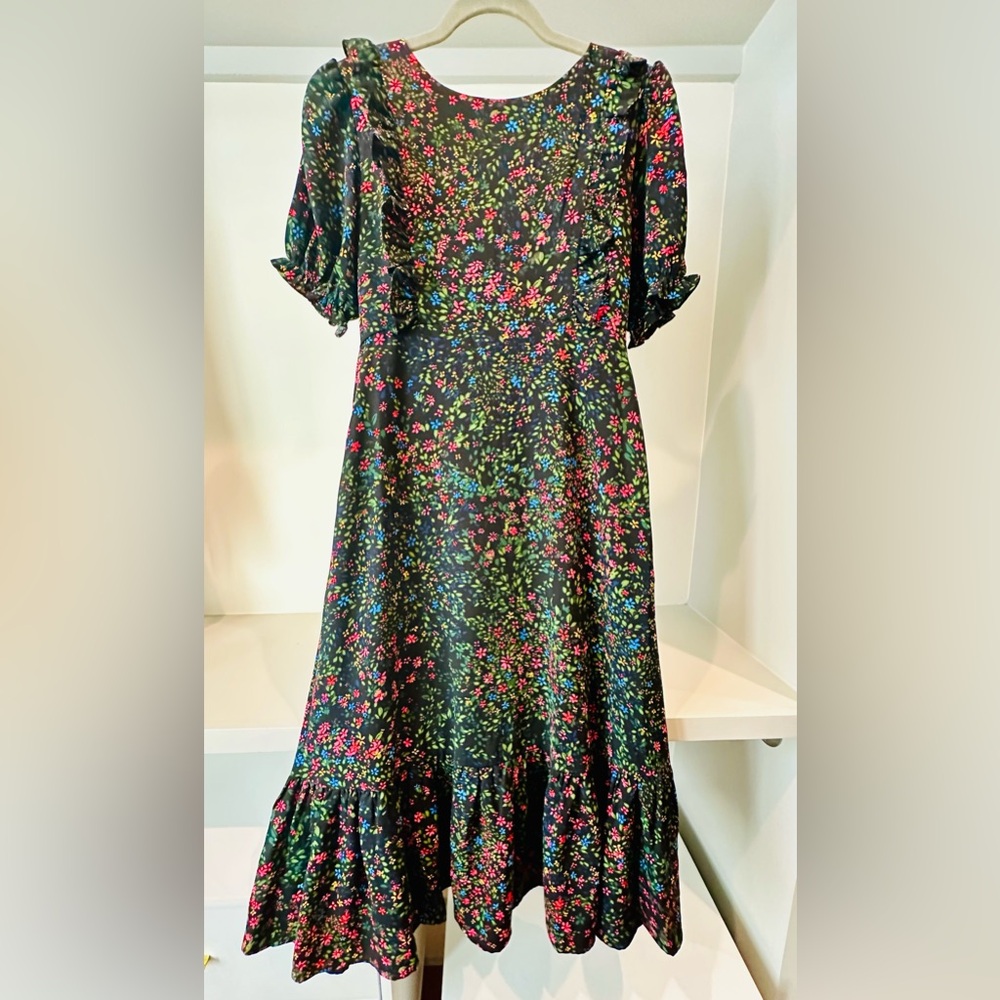 Puff sleeve floral midi dress